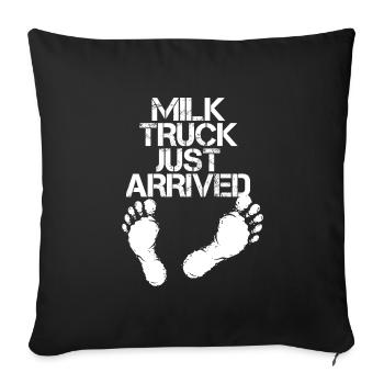 Milk Funny Milk Truck - Throw Pillow Cover 17.5” x 17.5” - black - Front