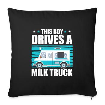 Milk Milk Truck - Throw Pillow Cover 17.5” x 17.5” - black - Front