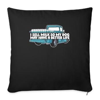 Milk Dog Milk Truck - Throw Pillow Cover 17.5” x 17.5” - black - Front