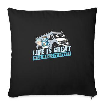 Milk Milkman Milk Truck - Throw Pillow Cover 17.5” x 17.5” - black - Front