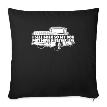 Milk Dog Milk Truck - Throw Pillow Cover 17.5” x 17.5” - black - Front