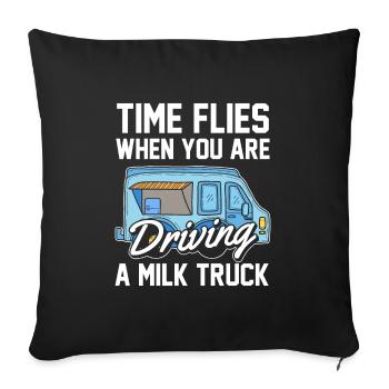 Milk Funny Milk Truck - Throw Pillow Cover 17.5” x 17.5” - black - Front