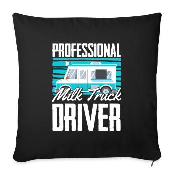 Milk Milk Truck - Throw Pillow Cover 17.5” x 17.5” - black - Front