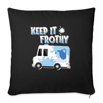 Milk Frothy Milk Truck - Throw Pillow Cover 17.5” x 17.5” - black - Front