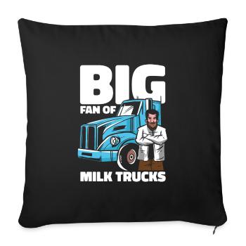 Milk Funny Milk Truck - Throw Pillow Cover 17.5” x 17.5” - black - Front