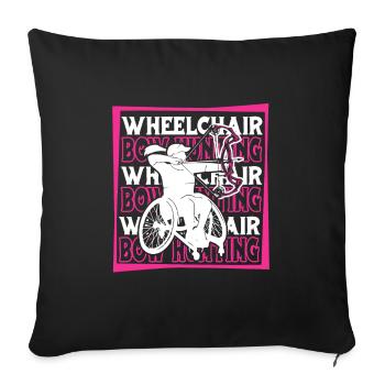 Bow Hunting Wheelchair - Throw Pillow Cover 17.5” x 17.5” - black - Front