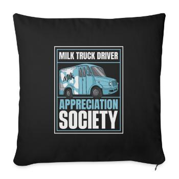Milk Funny Milk Truck - Throw Pillow Cover 17.5” x 17.5” - black - Front