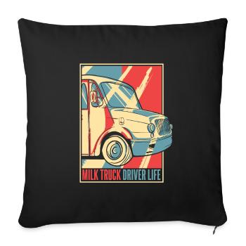Milk Funny Milk Truck - Throw Pillow Cover 17.5” x 17.5” - black - Front