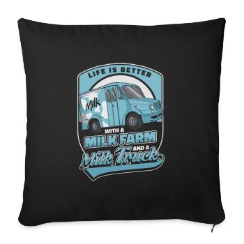 Milk Funny Milk Truck - Throw Pillow Cover 17.5” x 17.5” - black - Front