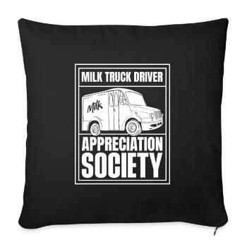 Milk Milk Truck - Throw Pillow Cover 17.5” x 17.5” - black - Front