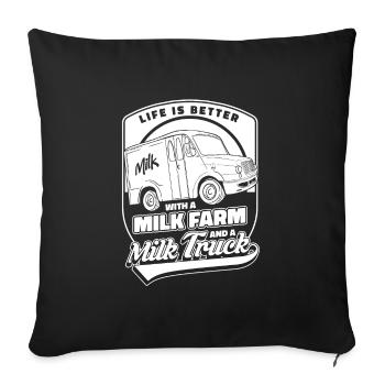 Milk Milk Truck - Throw Pillow Cover 17.5” x 17.5” - black - Front