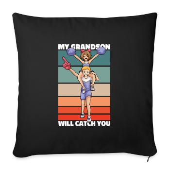 Cheerleading Cheerleader Grandson - Throw Pillow Cover 17.5” x 17.5” - black - Front