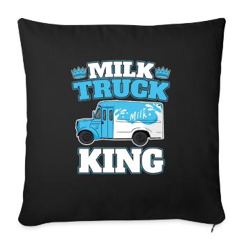 Milk King Milk Truck - Throw Pillow Cover 17.5” x 17.5” - black - Front