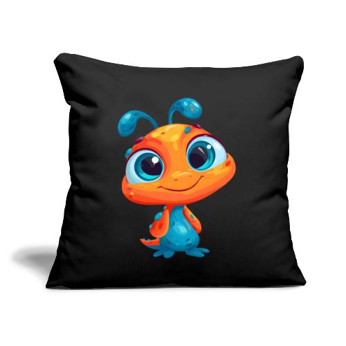 Fun Cartoon Alien in Orange and Blue - Throw Pillow Cover 17.5” x 17.5”