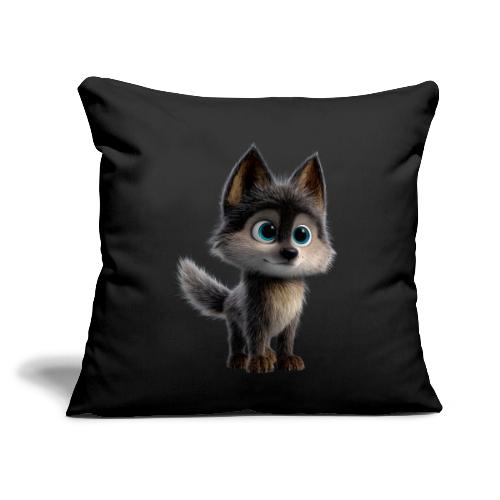 Innocent Cartoon Baby Wolf - Throw Pillow Cover 17.5” x 17.5”