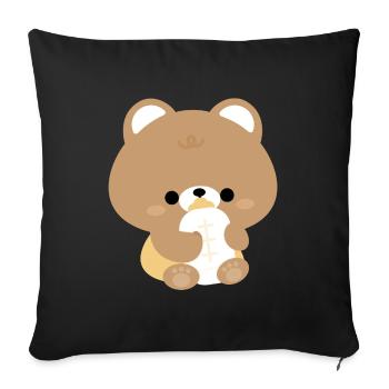 Bear Toddler - Throw Pillow Cover 17.5” x 17.5” - black - Front