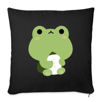 Frog Toddler - Throw Pillow Cover 17.5” x 17.5” - black - Front