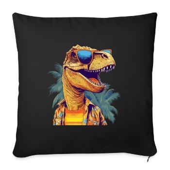 Jurassic Cool - T-Rex Rocking Sunglasses - Throw Pillow Cover 17.5” x 17.5” - black - Front