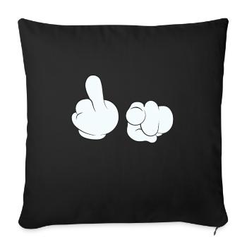 Fuck you stinky fingers middle finger - Throw Pillow Cover 17.5” x 17.5” - black - Front
