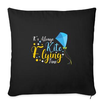 Kite Flying Kite Fan For Fite Flying Lovers - Throw Pillow Cover 17.5” x 17.5” - black - Front