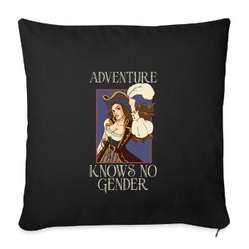 Female Pirate Pirate Ship Woman Pirate Captain - Throw Pillow Cover 17.5” x 17.5” - black - Front