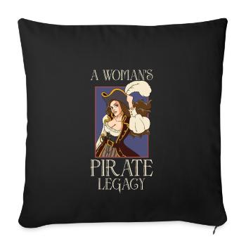 Female Pirate Pirate Ship Woman Pirate Captain - Throw Pillow Cover 17.5” x 17.5” - black - Front