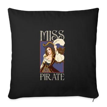 Female Pirate Pirate Ship Woman Pirate Captain - Throw Pillow Cover 17.5” x 17.5” - black - Front