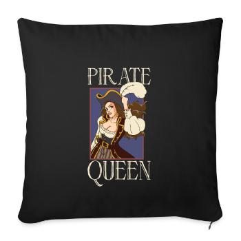 Female Pirate Pirate Ship Woman Pirate Captain - Throw Pillow Cover 17.5” x 17.5” - black - Front