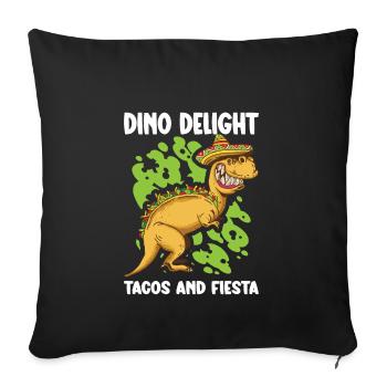 T-Rex Taco Lover Mexican Food Mexican Cuisine Dino - Throw Pillow Cover 17.5” x 17.5” - black - Front