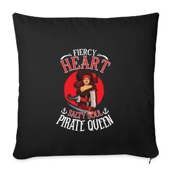 Female Pirate Pirate Ship Woman Pirate Captain - Throw Pillow Cover 17.5” x 17.5” - black - Front