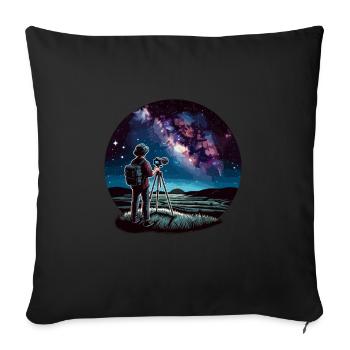 Astrophotography Astronomy Space Camera Star Watch - Throw Pillow Cover 17.5” x 17.5” - black - Front