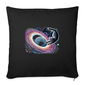 Cat Astronaut Astronomy Solar System Outer - Throw Pillow Cover 17.5” x 17.5” - black - Front