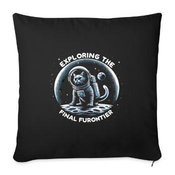 Cat Astronaut Astronomy Solar System Outer - Throw Pillow Cover 17.5” x 17.5” - black - Front