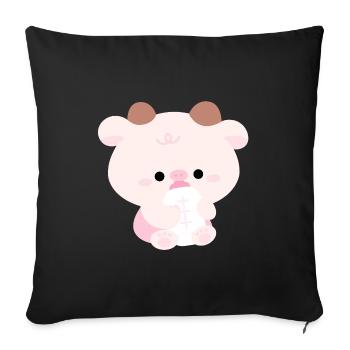Cow Toddler - Throw Pillow Cover 17.5” x 17.5” - black - Front