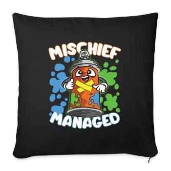 Mischief Managed Spray Can Sprayer Humor - Throw Pillow Cover 17.5” x 17.5” - black - Front