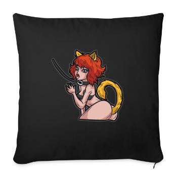 Petplay Kitten - Throw Pillow Cover 17.5” x 17.5” - black - Front