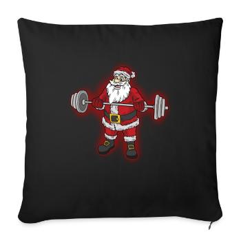 Weightlifting Santa Claus - Throw Pillow Cover 17.5” x 17.5” - black - Front