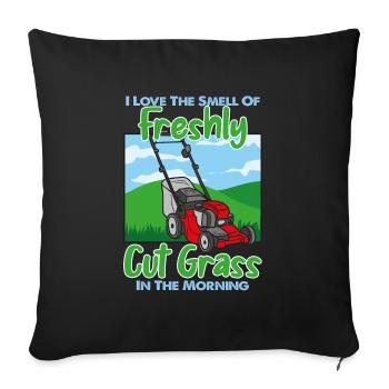 Freshly Cut Grass Funny Lawn mower Dad Joke - Throw Pillow Cover 17.5” x 17.5” - black - Front