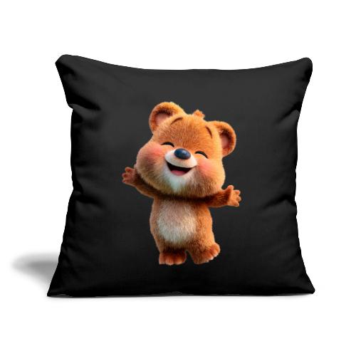 Joyful Baby Bear with Arms Up - Throw Pillow Cover 17.5” x 17.5”