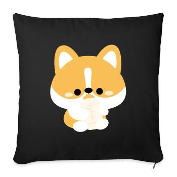 Corgi Toddler - Throw Pillow Cover 17.5” x 17.5” - black - Front