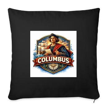 Seafaring Explorer Crest - Throw Pillow Cover 17.5” x 17.5” - black - Front
