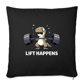 Dino T-Rex weight weightlifter weightlifting - Throw Pillow Cover 17.5” x 17.5” - black - Front