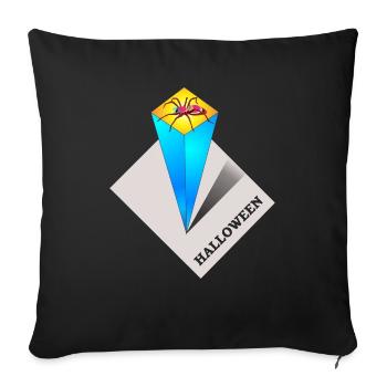 Halloween tower- Giant spider - Throw Pillow Cover 17.5” x 17.5” - black - Front