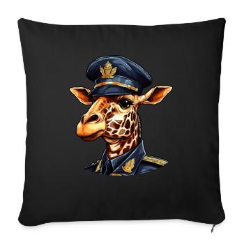 Giraffes policeman - Throw Pillow Cover 17.5” x 17.5” - black - Front
