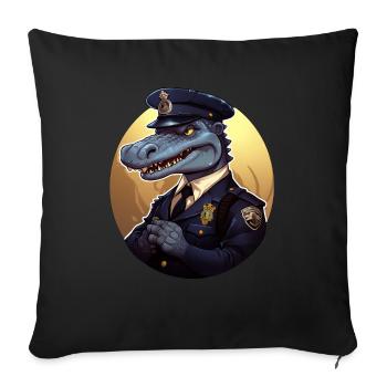 Crocodile policeman - Throw Pillow Cover 17.5” x 17.5” - black - Front