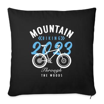 Mountain Biking Through The Woods - Throw Pillow Cover 17.5” x 17.5” - black - Front