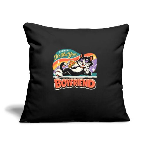 Sassy Cat Pride Pizza Retro Comic - Throw Pillow Cover 17.5” x 17.5”