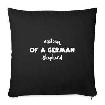 Anatomy Of A German Shepherd - Throw Pillow Cover 17.5” x 17.5” - black - Front