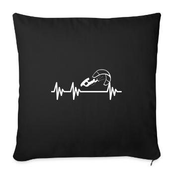 Kite Heartbeat Kiteboarding Heart Rate Kitesurfing - Throw Pillow Cover 17.5” x 17.5” - black - Front