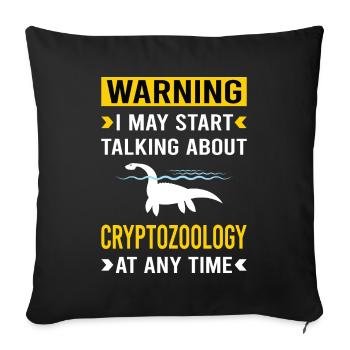 Warning Cryptozoology Cryptid Cryptids - Throw Pillow Cover 17.5” x 17.5” - black - Front